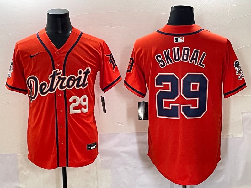 Men 2025 Detroit Tigers #29 Skubal Orange Fashion Nike MLB Jersey style 7152->detroit tigers->MLB Jersey